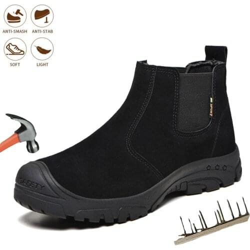 Men Boots Safety Shoes Fashion Mens Work Steel Toe Caps Male Indestructible Work Boots Lightweight Chelsea Boots