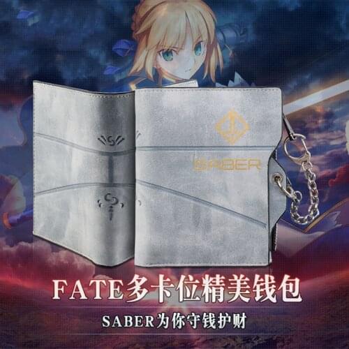 Anime Fate/stay night New fashion cos saber PU gray color man woman zipper short Wallet Leisure fashion saber gift Wallet