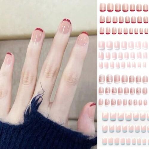 New Gentle Temperament Short French Style Simple Casual and Beautiful Wearing Nails Finished Patch Fake Nail Nail Patch