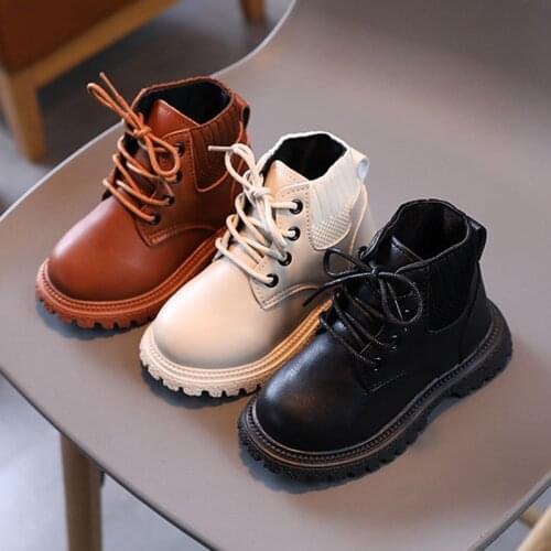2021 Autumn Classic Black Brown White Fall Winter Platform Boots for Children Cozy Toddler Boys Martin Boots Kids Girl Shoes