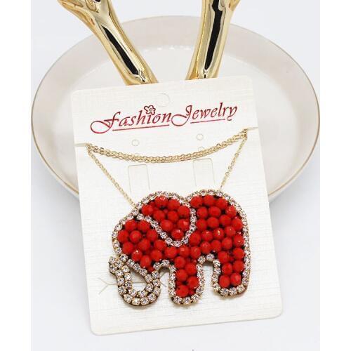 New Bohemian Rhinestone Mizhu Elephant Necklace Fashion Personality Wild Necklace 1008