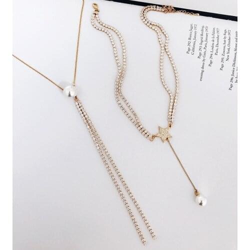 Necklaces for Women Collares Para Mujer Charms Simple Long Star Pearl Necklace Choker Fashion Jewelry Necklace naszyjnik
