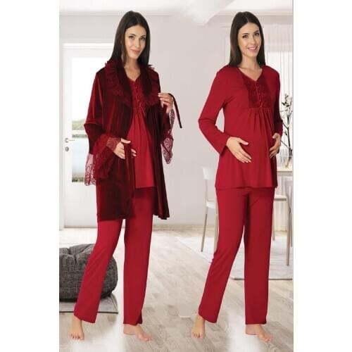 Effort Pajamas Women Velvet Dressing Gown Lohusa Pregnant Pajamas Set Cotton Comfortable Soft