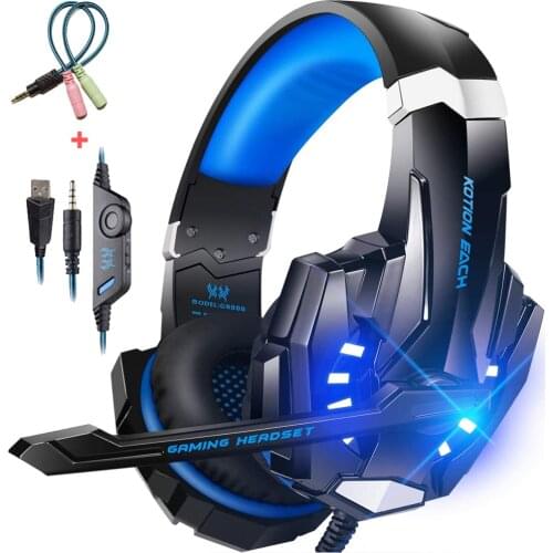 LED Light Gaming Headphone Wired Headphones With Mic For Mobile Phone Deep Bass Earphone Game Player For Game XBox PS4 PC Laptop