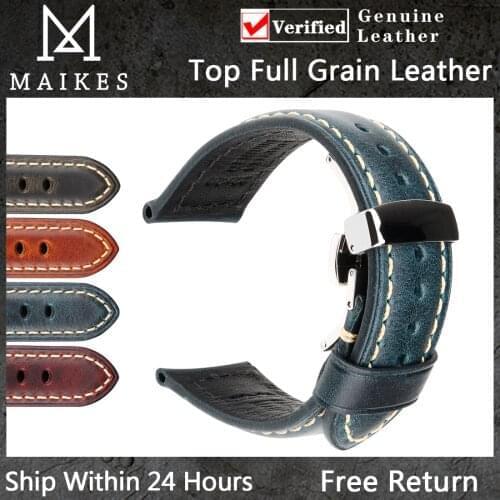 Watch Accessories Watch Bands 20mm 22mm 24mm Cow Leahter Watch Strap Butterfly Buckle Clasp Watchband Watch Bracelet Belt