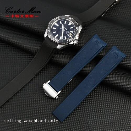 The silicone watch strap for T-AG Heuer Jingqian way201 series Calella arc rubber strap for mens 22mm Waterproof watchband