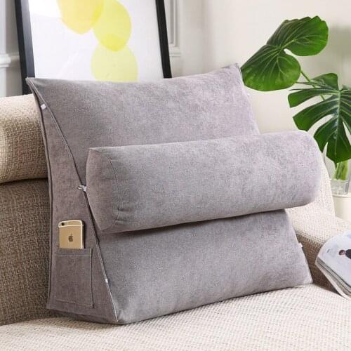 Nordic Soild Color Back Bedside Office Chair Large Lumbar Support Pillow Backrest Triangle Sofa Cushion Pillow 45X45 Gift FK277