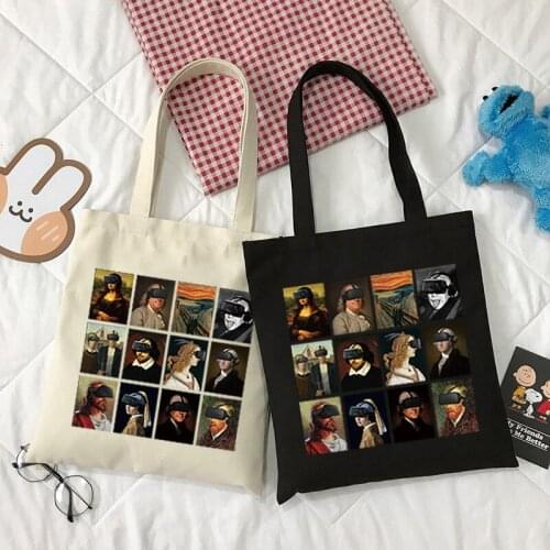 Van Gogh shopping Bag Art Oil Painting Graphic Canvas Shoulder Bag Cute Female Harajuku Ulzzang Grunge Tote Shopper Bag