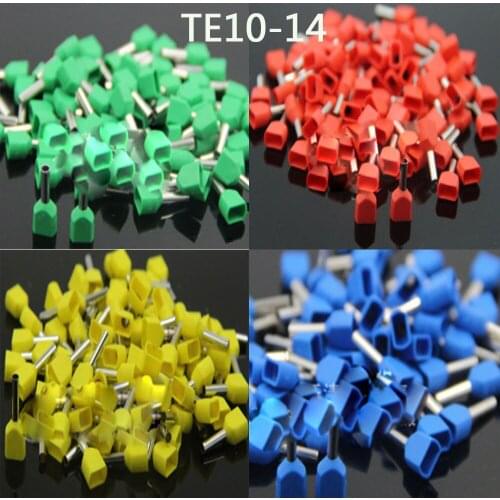 Insulated terminal connector TE10-14 Cable connector TWIN CORD end terminal suit Crewel tube terminals 100PCS insulated terminal
