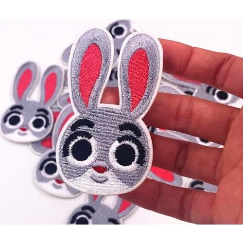 10PCS Bunny Rabbit Parches Embroidery Iron on Patches for Clothing DIY girls Stripes Clothes Stickers Sewing on Appliques badge