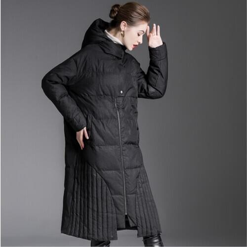 2020 lady new winter long down jacket black women mid-length coat Hooded fashion thick white duck down jacket tide coats clothes