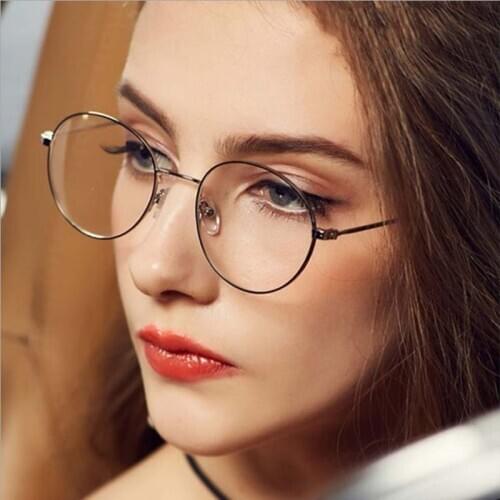 Feishini Round Frame Computer Glasses Women Rays Radiation Gamin Eyewear Frames Metal Unisex Anti Blue Light korea Glasses Men