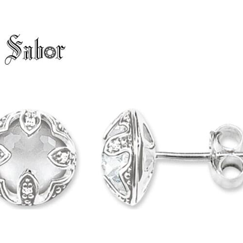 Stud Earring White Lotos party Gift For Women High Quality Earring silver color Zirconia Fashion Jewelry thomas