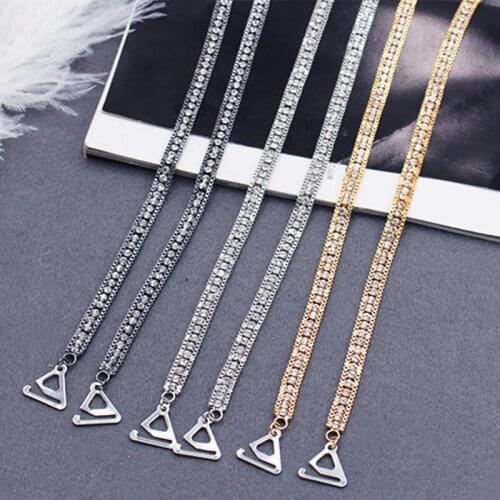 New Silver Plated Metallic Sexy Rhinestone Bra Straps For Women Elegant Crystal Bra Shoulder Lingerie Accessories 25CM+15CM