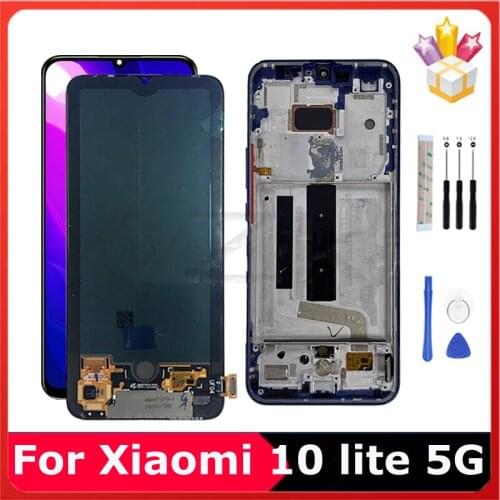 6.57"For Xiaomi Mi 10 Lite 5G LCD Display Touch Screen For Mi10 Youth 5G M2002J9G Digitizer Assembly Replacement Parts Add Frame