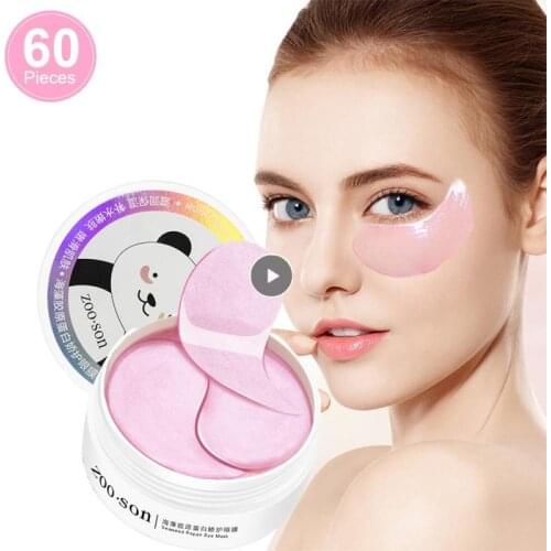 ZOO·SON 60pcs Pink Eye Mask Anti Wrinkle Crystal Collagen Eye Patch Remove Dark Circles Eye Mask Anti-Aging Eye Skin Care TSLM1