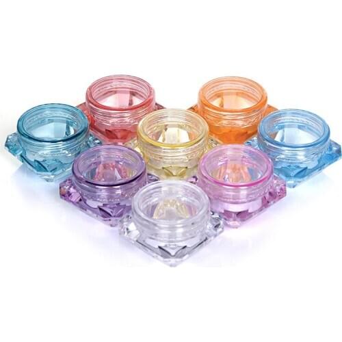 100Pcs 2g/3g/5g Cosmetic Diamond Jar Pot colorful Eyeshadow Refillable Bottles Empty Makeup Face Cream Lip Balm Container Box