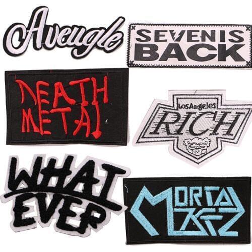 2 Pcs Cartoon Decorative Slogan pattern icon Towel Embroidered Applique Patches For DIY Iron on Badges Stickers on a backpack