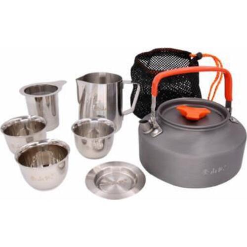 2019 Travel Picnic Set Household tea maker filter teapot Outdoor portable stainless steel tea set hiking camping kettle Cup Mug