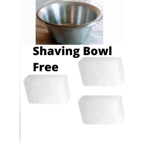 3 Pcs Vegan Natural After Shaving Alum Block Potassium Stop Bleeding for Underarms and Face,Shaving Bowl Free