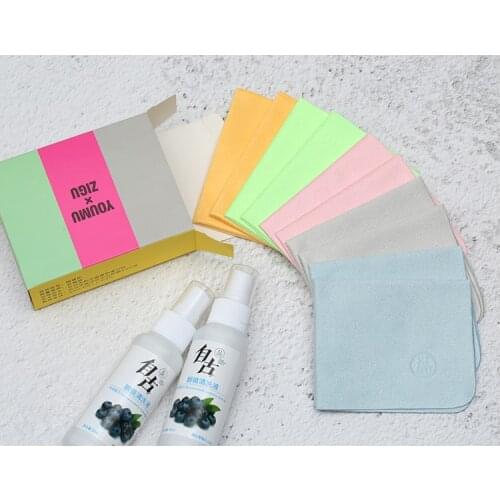 5pcs/lots Yellow/Pink/Green/Blue/Gray Eyeglasses Chamois Glasses Cleaner 15*18cm Cleaning Cloth For Lens Phone Screen Cleaning