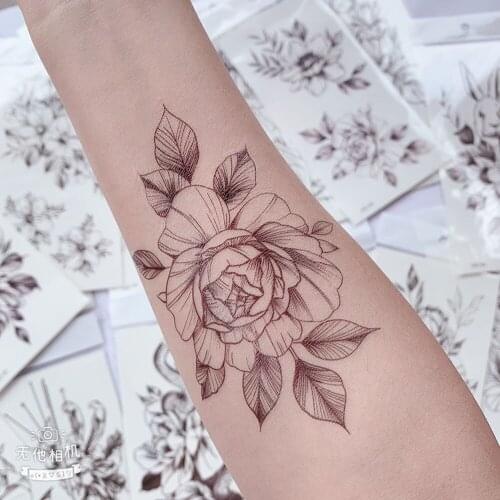 5pcs New Plain Flower Arm Tattoo Sticker Small Fresh Flower Painted Tattoo Sticker Dark Personality Simulation Temporary Tattoo