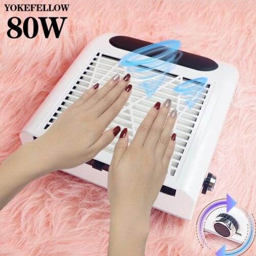 80W Nail Dust Collector Cleaner Fan Adjustable Powerful Nail Vacuum Cleaner For Nail Polish Nail Art Salon Manicure Machine