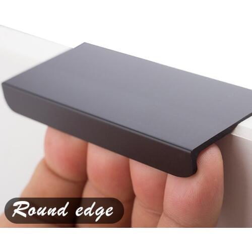 Round edge aluminum Matt Black pull kitchen cabinet and other furniture drawer or door handles