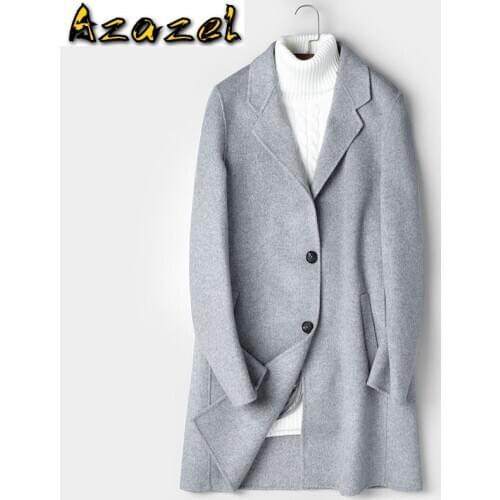 Azazel Double-sided Wool Coat Men Long Jacket Korean Overcoat Mens Coats and Jackets Casual Abrigo Hombre 81Z8803 KJ2433