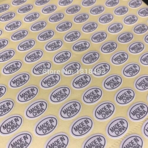 Free shipping wholesales stock "MADE IN CHINA" sticker 9x13mm/custom paper sticker/clear pvc sticker printing 2700 pcs a lot