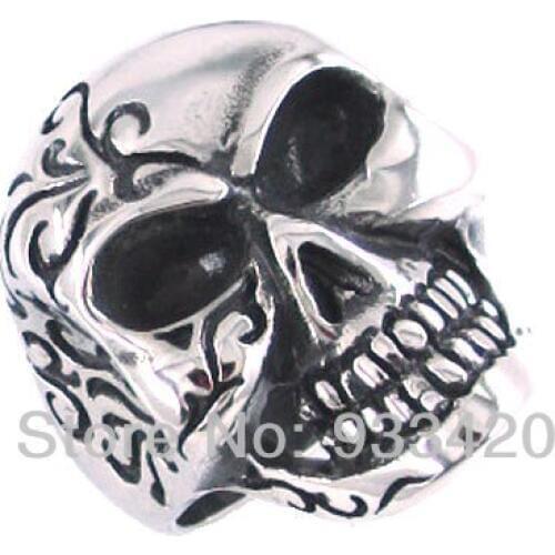 Free Shipping! Gothic Skull Ring Motor Cycles Biker Ring Stainless Steel Jewelry Women Biker Ring SWR0113