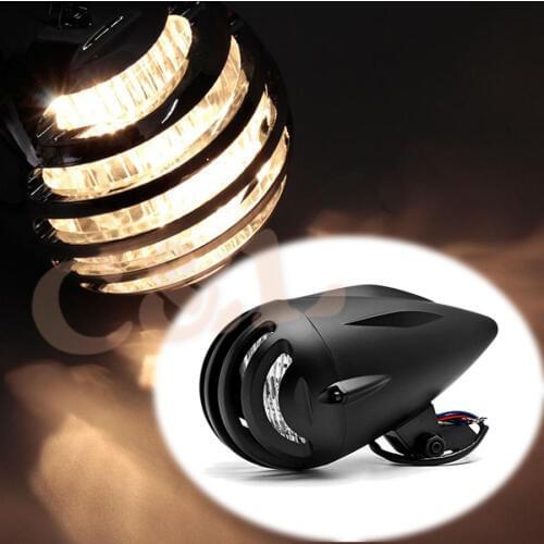 Black Motorcycle ABS Bullet H4 Halogen Headlight For Harley Custom