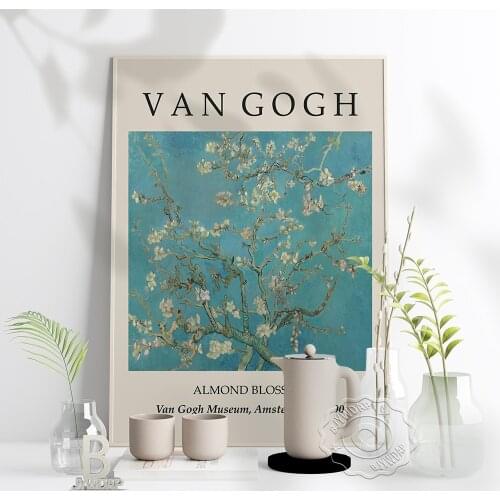 Van Gogh Art Print Netherlands Nature Scenery Almond Blossom Poster Vintage Impressionist Flowers Prints Living Room Decor Gift
