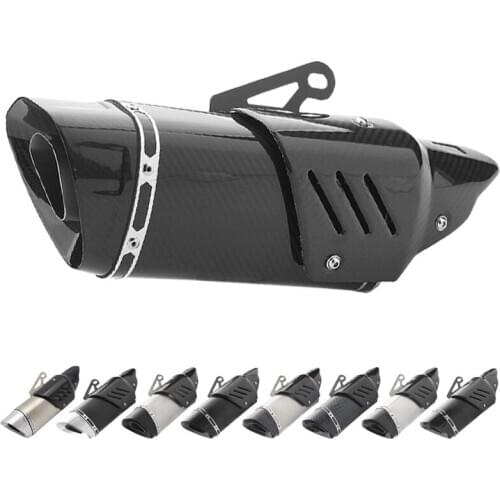 Inlet 51mm Motorcycle Exhaust Muffler End Pipe Escape Moto with Heat Shield Cover Universal for Z900 MT07 MT09 MT10 R6 ER6N etc