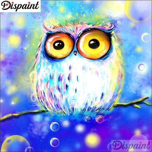 Dispaint Full Square/Round Drill 5D DIY Diamond Painting "Colored owl" Embroidery Cross Stitch 3D Home Decor A10581