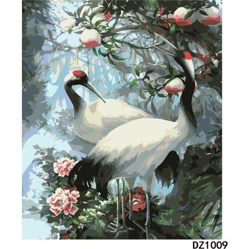Painting By Numbers DIY Dropshipping 40x50 50x65cm swan Crane peony Couple Animal Canvas Wedding Decoration Art picture Gift