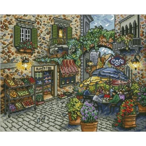 Top Quality Lovely Beautiful Counted Cross Stitch Kit Sidewalk Cafe Street Shop design works