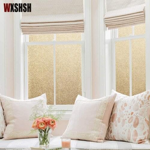 Frosted Glass Sticker No Glue Gold Color Window Film PVC Privacy for Office Bathroom Bedroom Shop Static Cling DIY Drop-Shipping