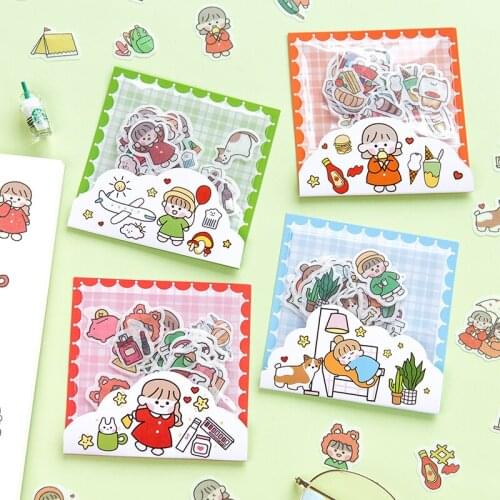 40 pcs/pack Cute cartoon girls Decorative Washi Stickers Scrapbooking Stick Label Diary Album Stickers