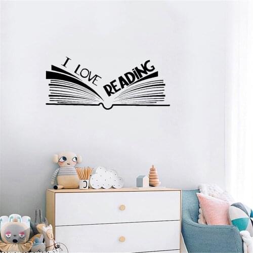 I love Reading Wall Sticker For School Library Bedroom Kids Room Decor Waterproof Art Wall Decals Vinyl Mural ph742