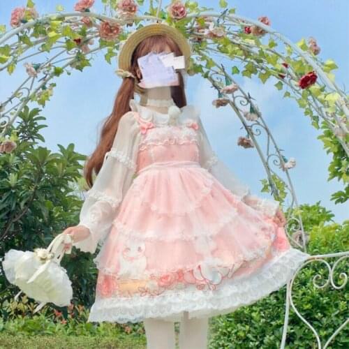 Factory Original Lolita Daily Dress Baby-Doll Light Lolita Girl Cute Lace Halter Dress Gothic Lolita Dress Women Kawaii Clothing