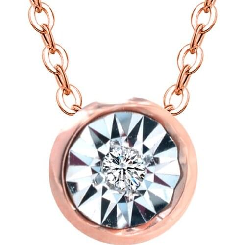 NYMPH Real 18K Rose Gold Platinum Diamond Round Necklace Pendant Necklace Pure AU750 For Women Fine Jewelry valentine
