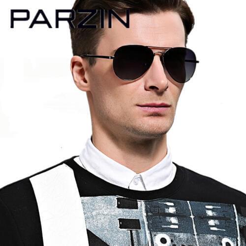 PARZIN Polarized Men Sunglasses Classic Pilot Male Sun Glasses Gafas Glasses For Driving Black 8023