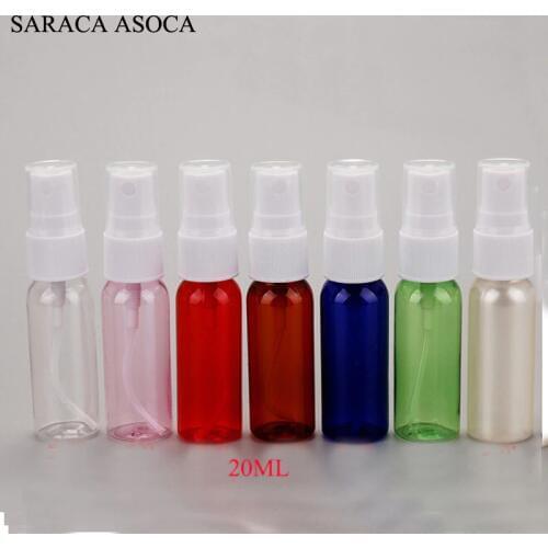 Spray Plastic Bottle White Cap Small Empty Packaging Bottle 20ML 100pcs/lot Plastic Cosmetic Container Travel Bottles