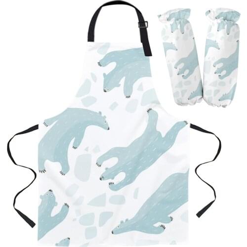 Animal Polar Bear Art Apron Kitchen Household Cleaning Barber Apron Baking Accessories Aprons for Woman