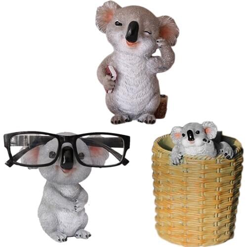 Koala Figurines Animal Statues Resin Glasses Stand Pencil Sunglasses Holder Container Desktop Home Decor Gift