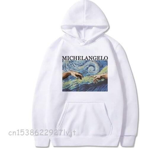 Hoodies Men Harajuku You Looked Like Heaven and I Felt Like Hell Michaelangelo the Last Judgement Hands Sweatshirt Streetwear
