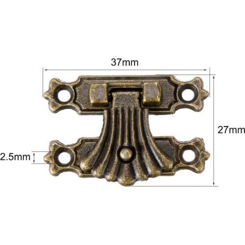 Uxcell 2 Sets Wood Case Chest Box Rectangle Clasp Closure Hasp Latches Zinc Alloy Chinese Vintage Antique Bronze Keyed Padlock