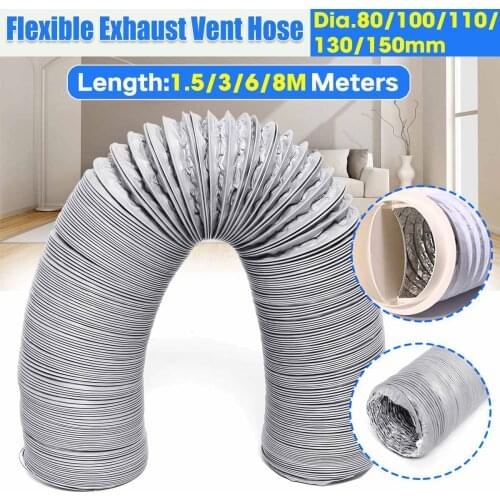 1.5m-8m 80mm/100mm/110mm/130mm/150mm Exhaust Vent Hose Flexible Air Conditioner Exhaust Pipe Vent Hose Duct Outlet Ventilation