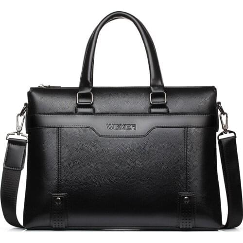 Weysfor Vogue Men PU Leather Shoulder Bag Luxury Business Bags Handbags Black Bag Men For Document Leather Laptop Briefcases Bag